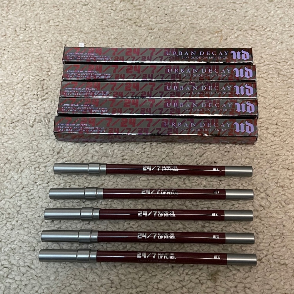 5 x UD Urban Decay 24/7 Glide-On Lip Pencil Lipliner color = hex NWOB